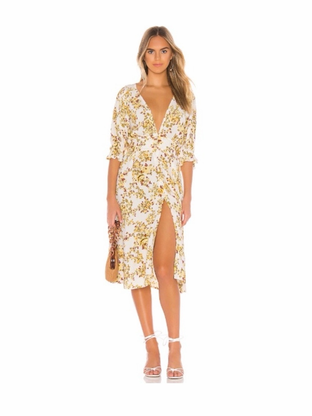 Faithfull The Brand Rafa Midi Dress Floral Print XS